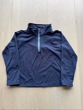 Primary Navy Kids Quarter-Zip Fleece with Light Blue Zipper